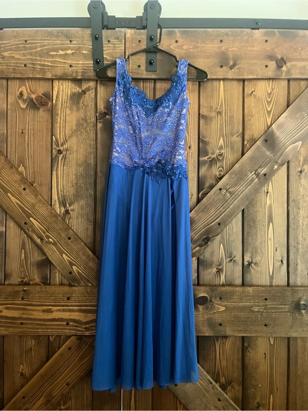 Royal Blue Beaded Sleeveless Dance Dress